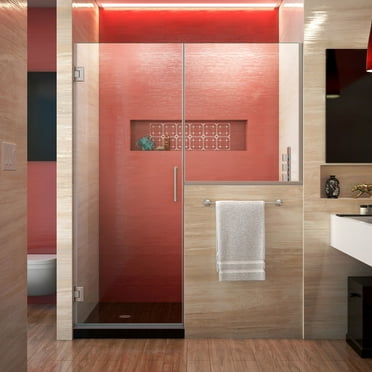 DreamLine Unidoor Plus 57-57 1/2 in. W x 72 in. H Frameless Hinged Shower Door with 36 in. Half Panel in Brushed Nickel