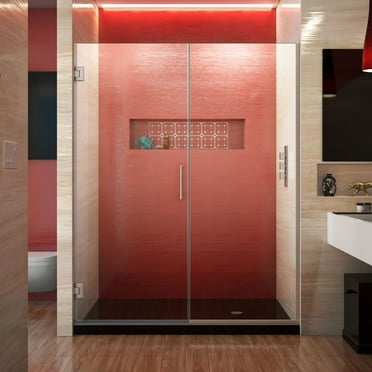 DreamLine Unidoor Plus 59-59 1/2 in. W x 72 in. H Frameless Hinged Shower Door in Brushed Nickel