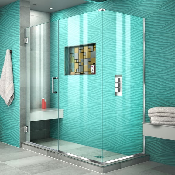 DreamLine Unidoor Plus 60 in. W x 30 3/8 in. D x 72 in. H Frameless Hinged Shower Enclosure in Chrome