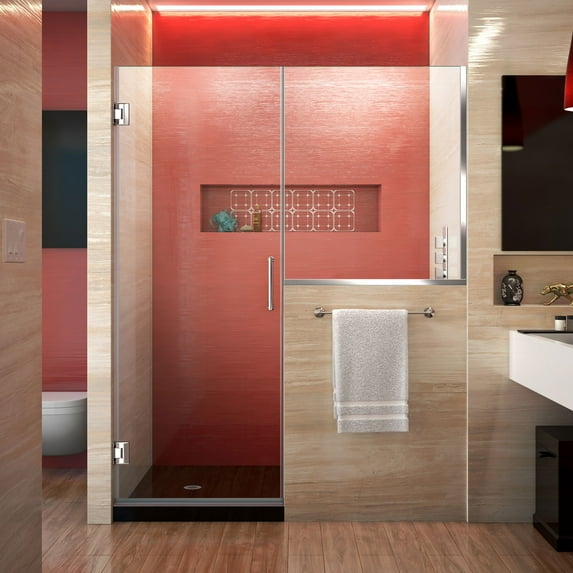 DreamLine Unidoor Plus 65-65 1/2 in. W x 72 in. H Frameless Hinged Shower Door with 36 in. Half Panel in Chrome