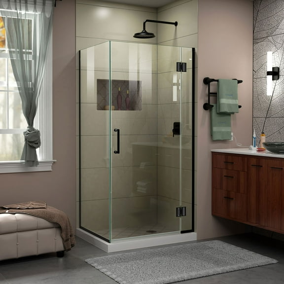 DreamLine Unidoor-X 29 3/8 in. W x 34 in. D x 72 in. H Frameless Hinged Shower Enclosure in Satin Black