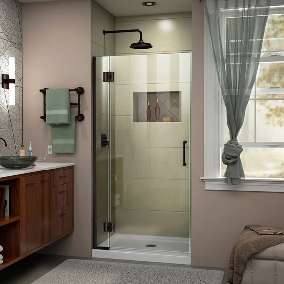 DreamLine Unidoor-X 29 in. W x 72 in. H Frameless Hinged Shower Door in Oil Rubbed Bronze