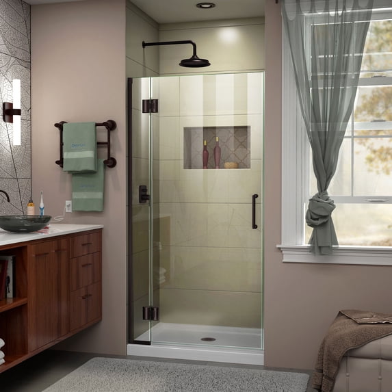 DreamLine Unidoor-X 32 in. W x 72 in. H Frameless Hinged Shower Door in Oil Rubbed Bronze