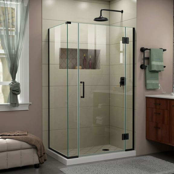 DreamLine Unidoor-X 39 1/2 in. W x 30 3/8 in. D x 72 in. H Frameless Hinged Shower Enclosure in Satin Black