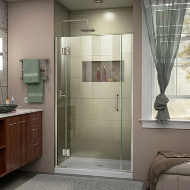 DreamLine Unidoor-X 40-40 1/2 in. W x 72 in. H Frameless Hinged Shower Door in Brushed Nickel