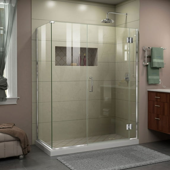 DreamLine Unidoor-X 47 1/2 in. W x 34 3/8 in. D x 72 in. H Frameless Hinged Shower Enclosure in Chrome