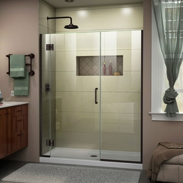 DreamLine Unidoor-X 47-47 1/2 in. W x 72 in. H Frameless Hinged Shower Door in Oil Rubbed Bronze