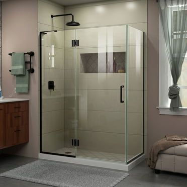 DreamLine Unidoor-X 48 3/8 in. W x 30 in. D x 72 in. H Frameless Hinged Shower Enclosure in Satin Black