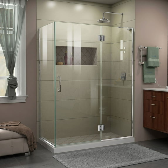 DreamLine Unidoor-X 48 3/8 in. W x 34 in. D x 72 in. H Frameless Hinged Shower Enclosure in Chrome