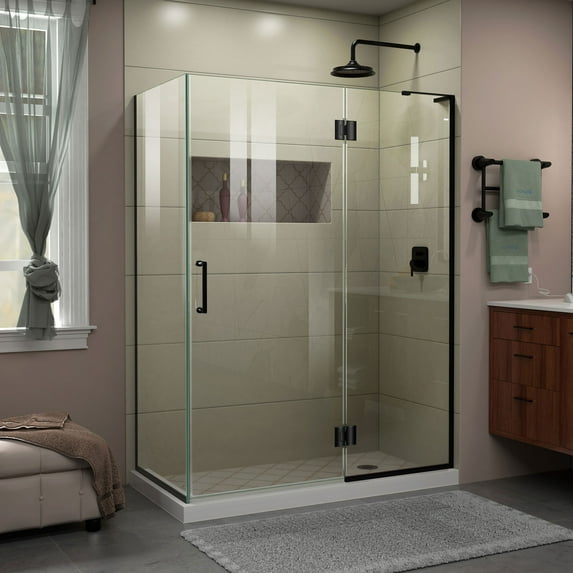 DreamLine Unidoor-X 48 3/8 in. W x 34 in. D x 72 in. H Frameless Hinged Shower Enclosure in Satin Black