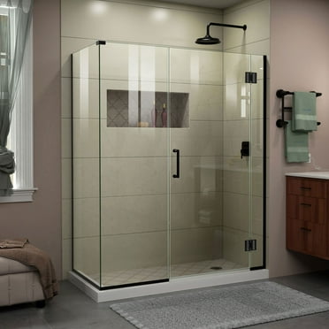 DreamLine Unidoor-X 48 in. W x 30 3/8 in. D x 72 in. H Frameless Hinged Shower Enclosure in Satin Black