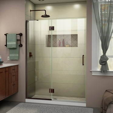 DreamLine Unidoor-X 49 in. W x 72 in. H Frameless Hinged Shower Door in Oil Rubbed Bronze