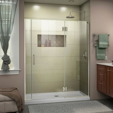 DreamLine Unidoor-X 53 1/2-54 in. W x 72 in. H Frameless Hinged Shower Door in Brushed Nickel