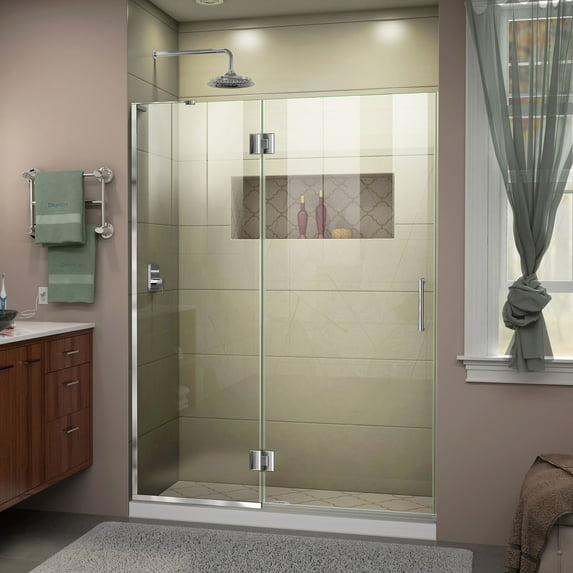 DreamLine Unidoor-X 54 in. W x 72 in. H Frameless Hinged Shower Door in Chrome