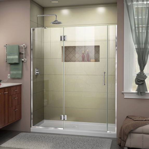 DreamLine Unidoor-X 55 1/2-56 in. W x 72 in. H Frameless Hinged Shower Door in Chrome