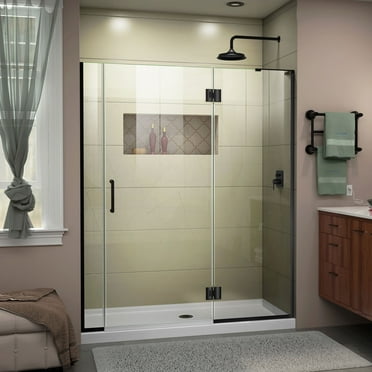 DreamLine Unidoor-X 56 1/2-57 in. W x 72 in. H Frameless Hinged Shower Door in Satin Black