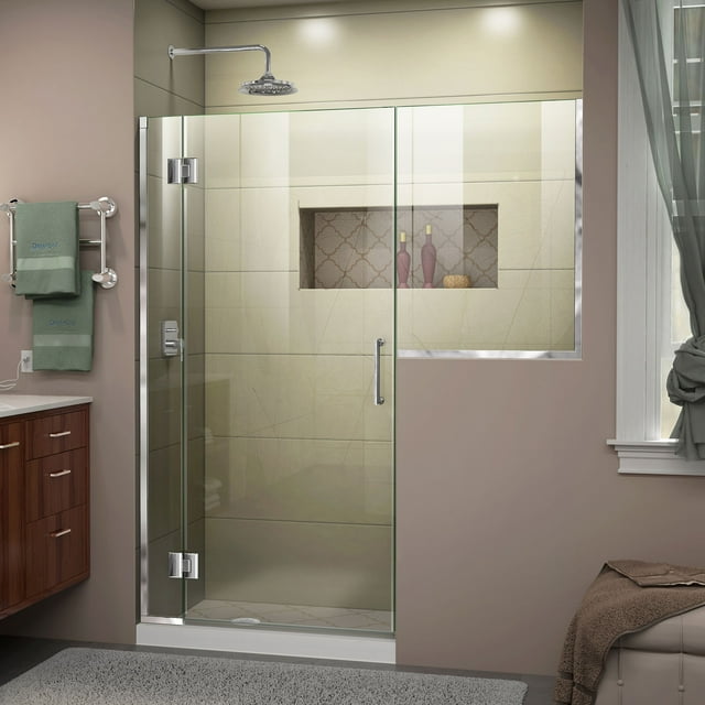 DreamLine Unidoor-X 57-57 1/2 in. W x 72 in. H Frameless Hinged Shower Door in Chrome