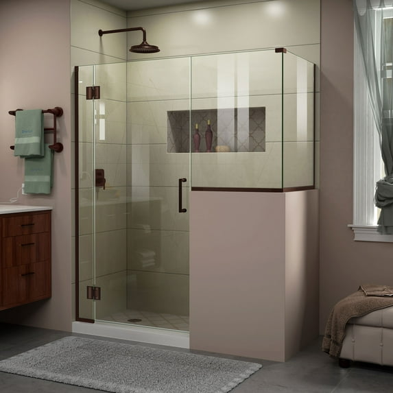 DreamLine Unidoor-X 57 in. W x 30 3/8 in. D x 72 in. H Frameless Hinged Shower Enclosure in Oil Rubbed Bronze