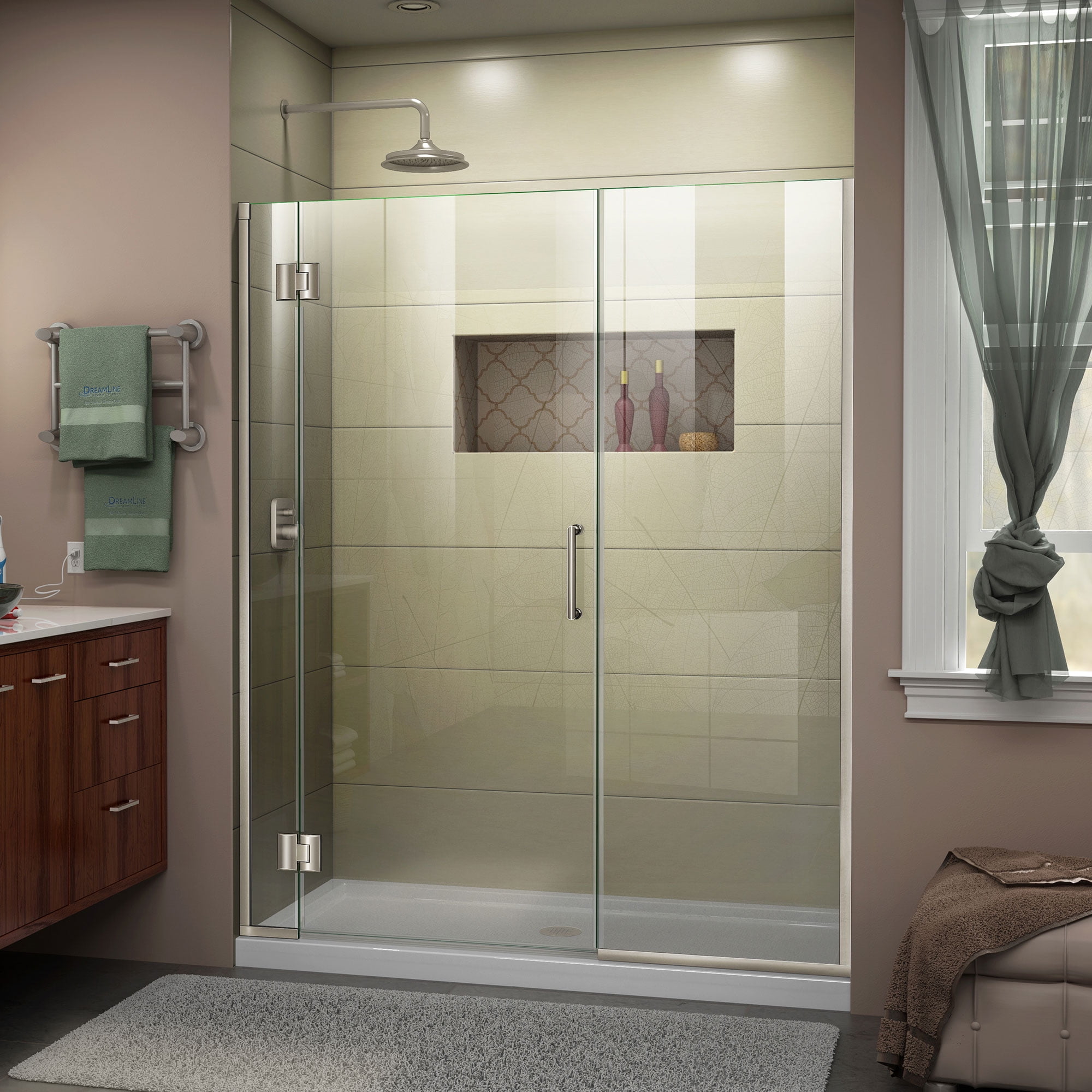 Unidoor-X 58" Frameless Clear Glass Hinged Shower Door