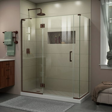 DreamLine Unidoor-X 59 1/2 in. W x 34 3/8 in. D x 72 in. H Frameless Hinged Shower Enclosure in Oil Rubbed Bronze