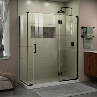 DreamLine Unidoor-X 59 in. W x 34 3/8 in. D x 72 in. H Frameless Hinged Shower Enclosure in Satin Black