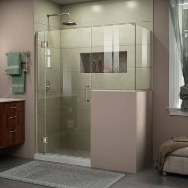DreamLine Unidoor-X 59 in. W x 36 3/8 in. D x 72 in. H Frameless Hinged Shower Enclosure in Brushed Nickel
