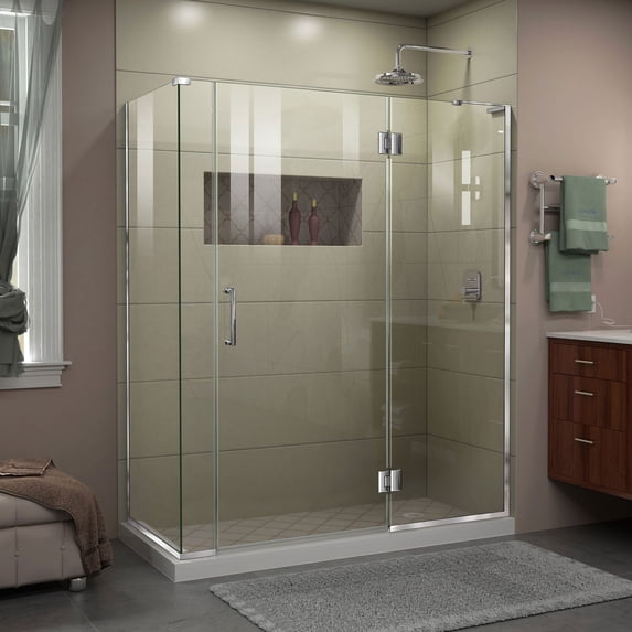 DreamLine Unidoor-X 60 in. W x 34 3/8 in. D x 72 in. H Frameless Hinged Shower Enclosure in Chrome