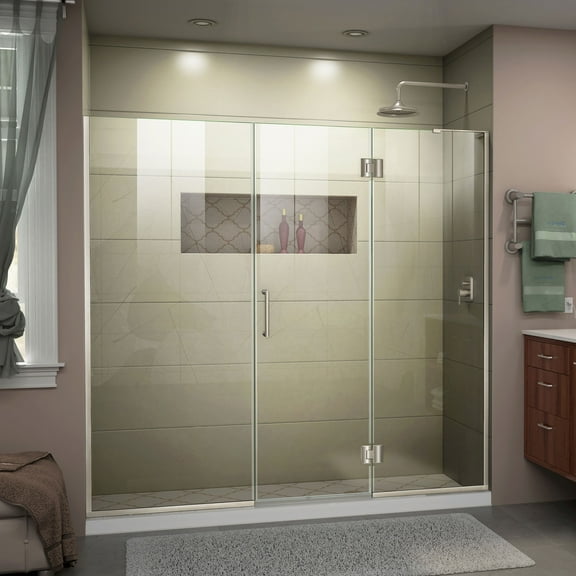 DreamLine Unidoor-X 61 1/2-62 in. W x 72 in. H Frameless Hinged Shower Door in Brushed Nickel
