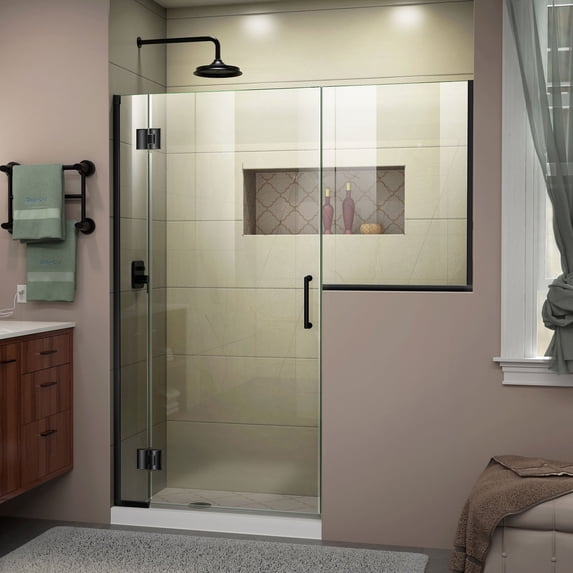 DreamLine Unidoor-X 66 - 66 1/2 inch W x 72 inch H Frameless Hinged Shower Door in Matte Black