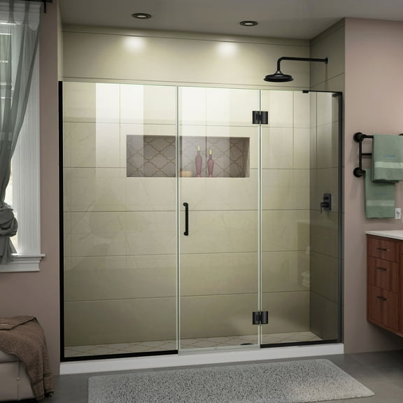 DreamLine Unidoor-X 67 1/2-68 in. W x 72 in. H Frameless Hinged Shower Door in Satin Black
