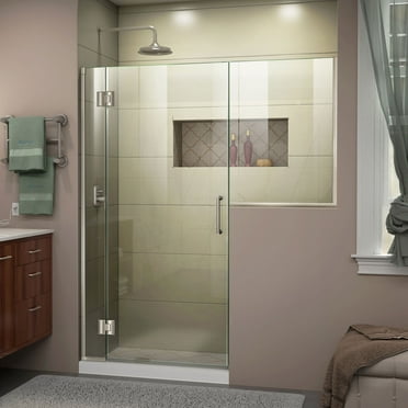 DreamLine Unidoor-X 67-67 1/2 in. W x 72 in. H Frameless Hinged Shower Door in Brushed Nickel