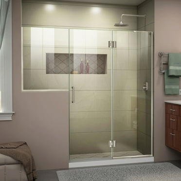 DreamLine Unidoor-X 71-71 1/2 in. W x 72 in. H Frameless Hinged Shower Door in Brushed Nickel