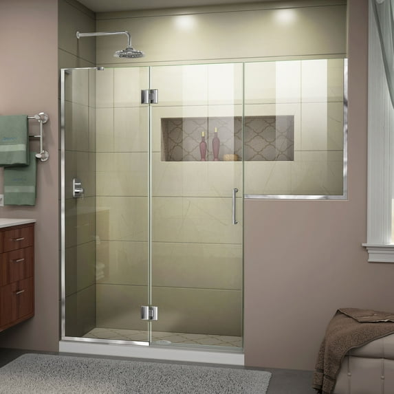 DreamLine Unidoor-X 72-72 1/2 in. W x 72 in. H Frameless Hinged Shower Door in Chrome