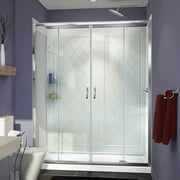 DreamLine Visions 34 in. D x 60 in. W x 76 3/4 in. H Sliding Shower Door in Chrome with Right Drain White Base, Backwalls