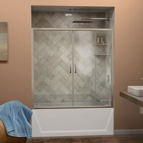 DreamLine Visions 56-60 in. W x 58 in. H Semi-Frameless Sliding Tub Door in Brushed Nickel