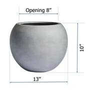 DreamPatio  Riverside Fiberstone Modern Sphere Planter for Indoor/Outdoor Grey 13x13x10