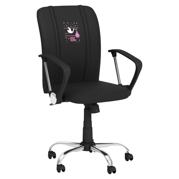 DreamSeat Black Durable Office Chair 1000 Embroidered Baby Girl Stork Logo