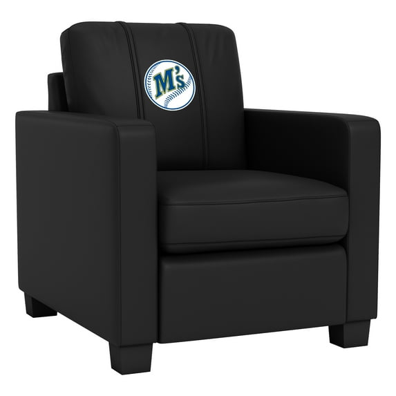 DreamSeat Black Dyno Stationary Club Chair Embroidered Seattle Mariners Cooperstown Secondary Small Footprint Low Profile
