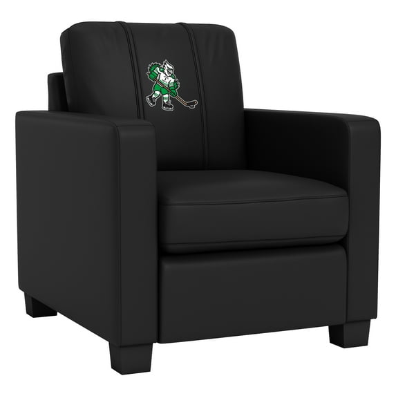 DreamSeat Black Dyno Stationary Club Chair eith Embroidered University of North Dakota Hockey Mascot Logo