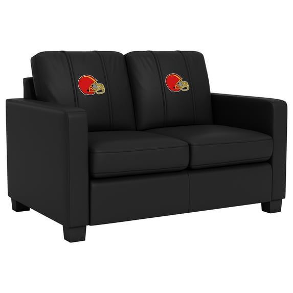 DreamSeat Black Dyno Stationary Loveseat Embroidered Football Helmet Gaming Logo