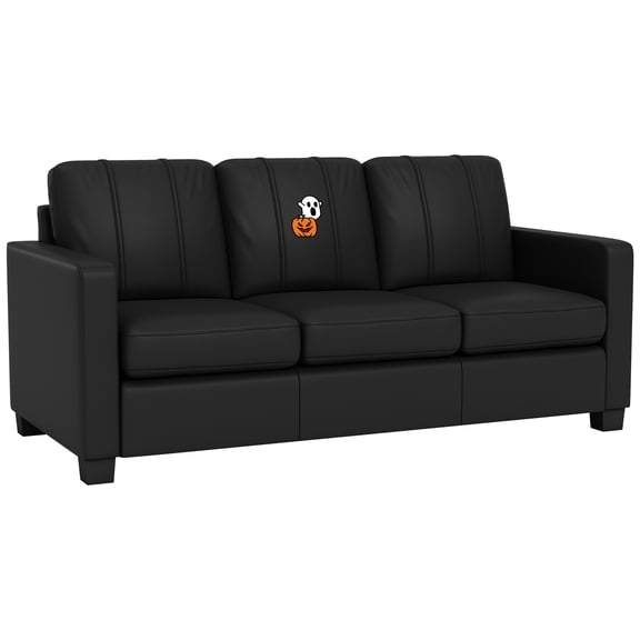 DreamSeat Black Dyno Stationary Sofa Embroidered Spooky Pumpkin Patch Logo