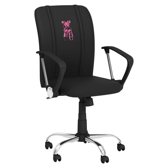 DreamSeat Black Ergonomic Durable Curve Task Chair Embroidered Ballet Slippers Logo