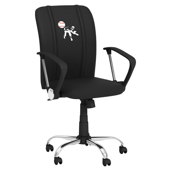 DreamSeat Black Ergonomic Durable Curve Task Chair Embroidered Baseball Pitcher Logo
