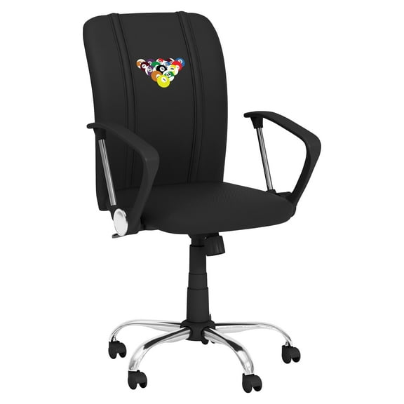 DreamSeat Black Ergonomic Durable Curve Task Chair Embroidered Billiards Logo