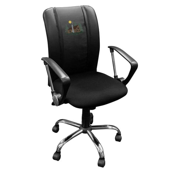 DreamSeat Black Ergonomic Durable Curve Task Chair Embroidered Cabin Scene Logo
