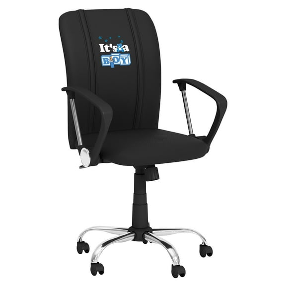 DreamSeat Black Ergonomic Durable Curve Task Chair Embroidered It's A Boy Logo