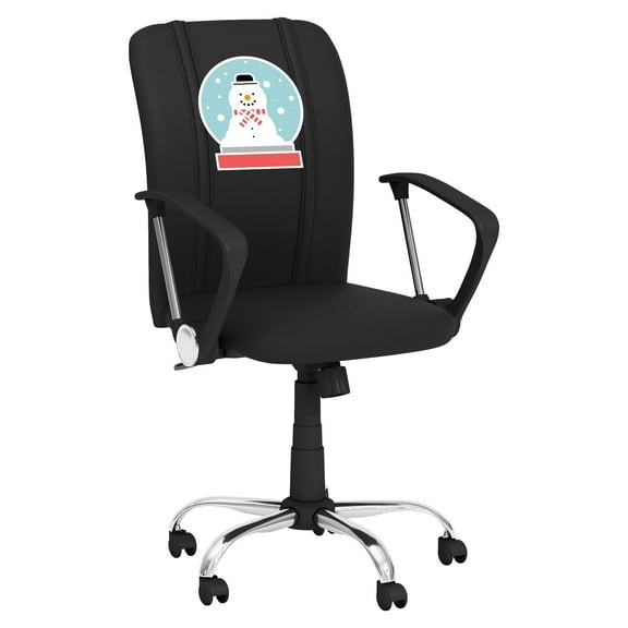 DreamSeat Black Ergonomic Durable Curve Task Chair Embroidered Snowman Globe Logo