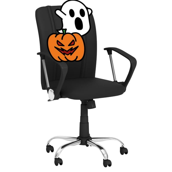 DreamSeat Black Ergonomic Durable Curve Task Chair Embroidered Spooky Pumpkin Patch Logo