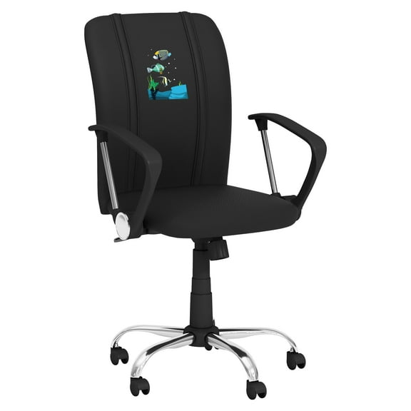 DreamSeat Black Ergonomic Durable Curve Task Chair Embroidered Under The Sea Logo