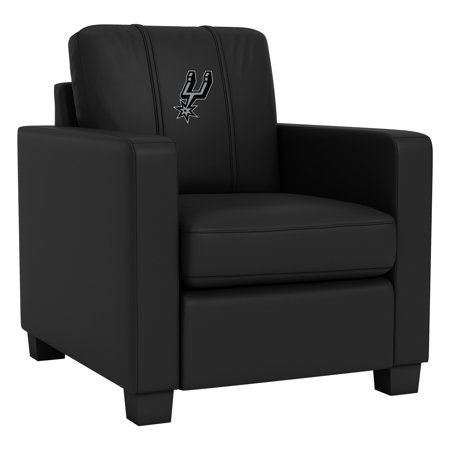 DreamSeat Black High Quality Modern Design Dyno Stationary Club Chair Embroidered San Antonio Spurs Primary Logo Small Footprint Low Profile